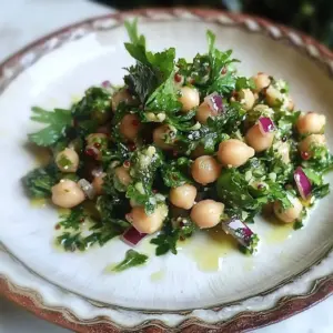 Israeli Chickpea Salad with Mustard Greens