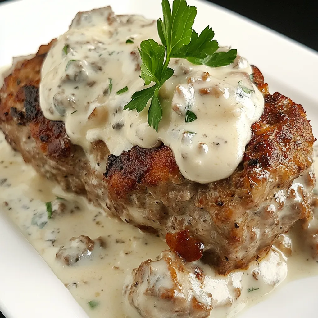 Veal Meatloaf with Gorgonzola Cream Sauce