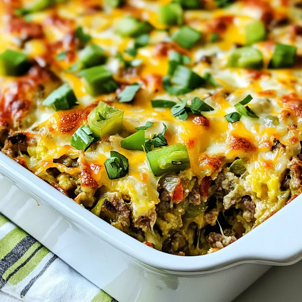 Beefy Cheesy Green Chile Bake
