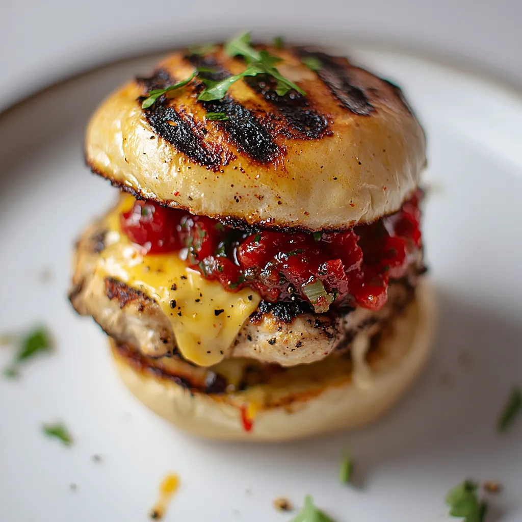 Cheesy Bruschetta Chicken Burgers