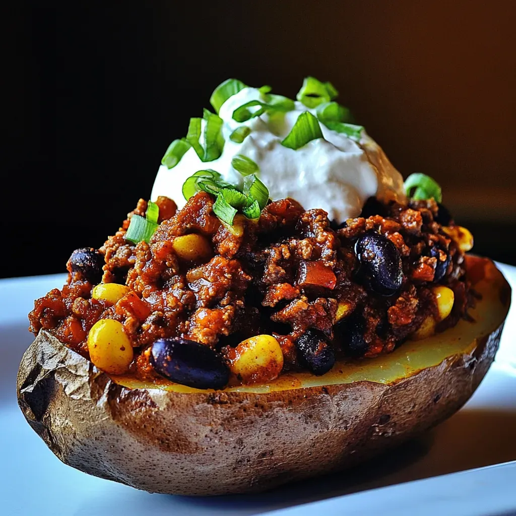 Chili Stuffed Baked Potatoes