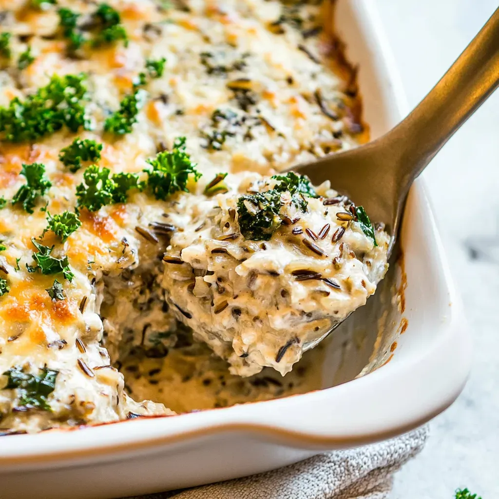 Creamy Wild Rice and Kale Casserole