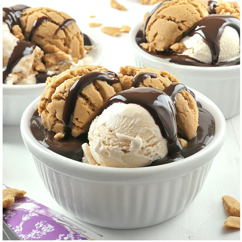 Deep Dish Peanut Butter Cookie Ice Cream Sundaes
