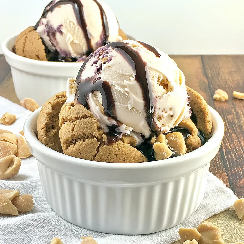 Deep Dish Peanut Butter Cookie Ice Cream Sundaes