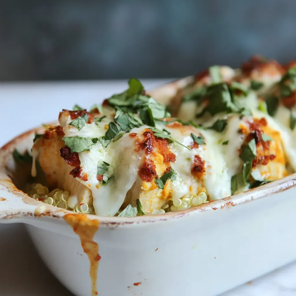 Easy Creamy Buffalo Chicken Quinoa Bake
