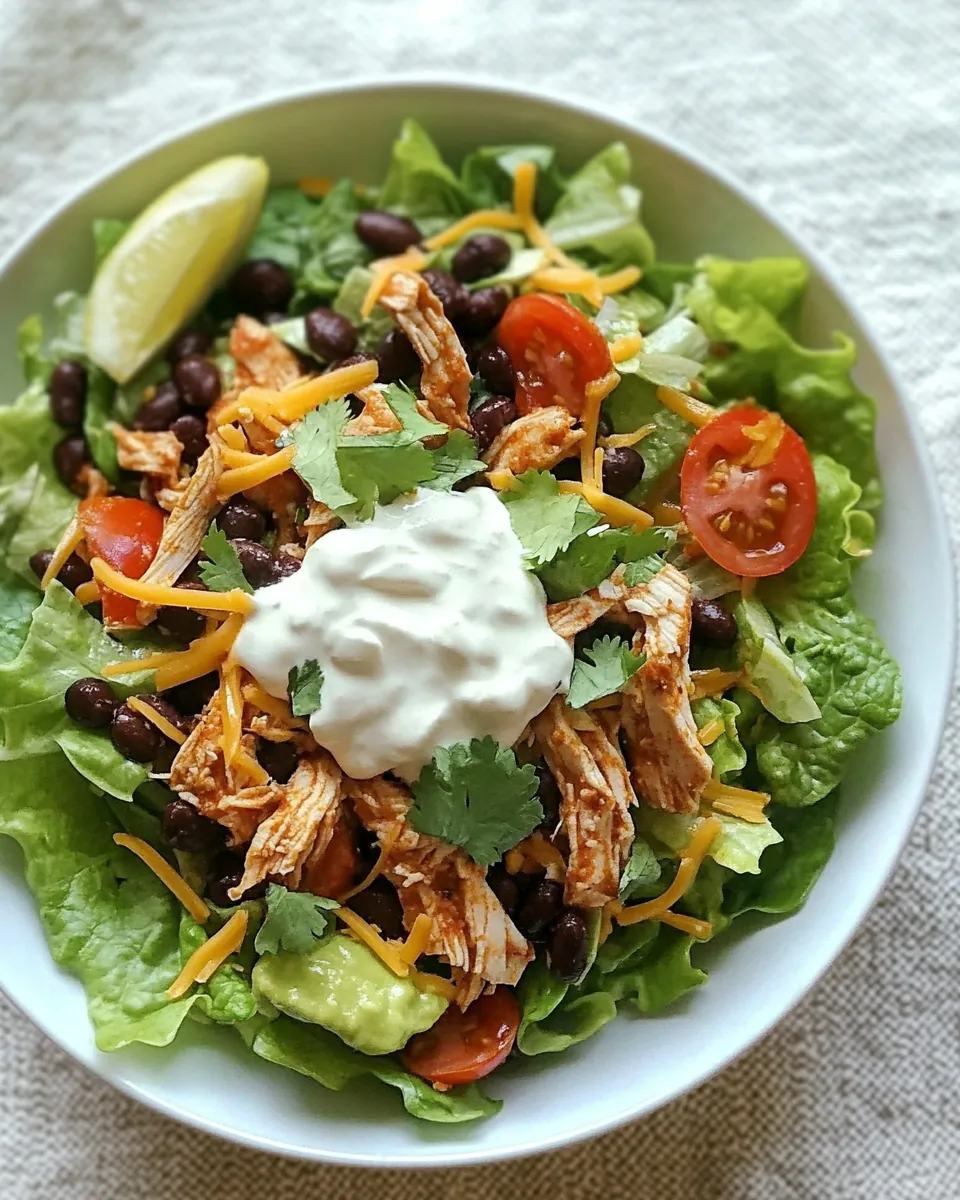 Easy Crock Pot Chicken and Black Bean Taco Salad