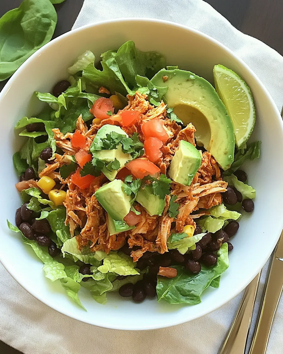 Easy Crock Pot Chicken and Black Bean Taco Salad