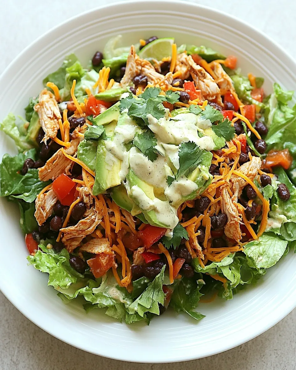 Easy Crock Pot Chicken and Black Bean Taco Salad
