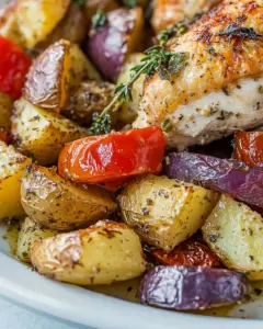 Easy One Pan Roasted Chicken Potatoes