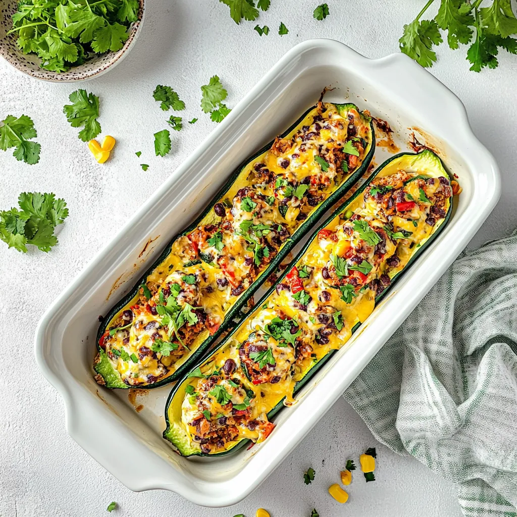 Enchilada Stuffed Zucchini Boats