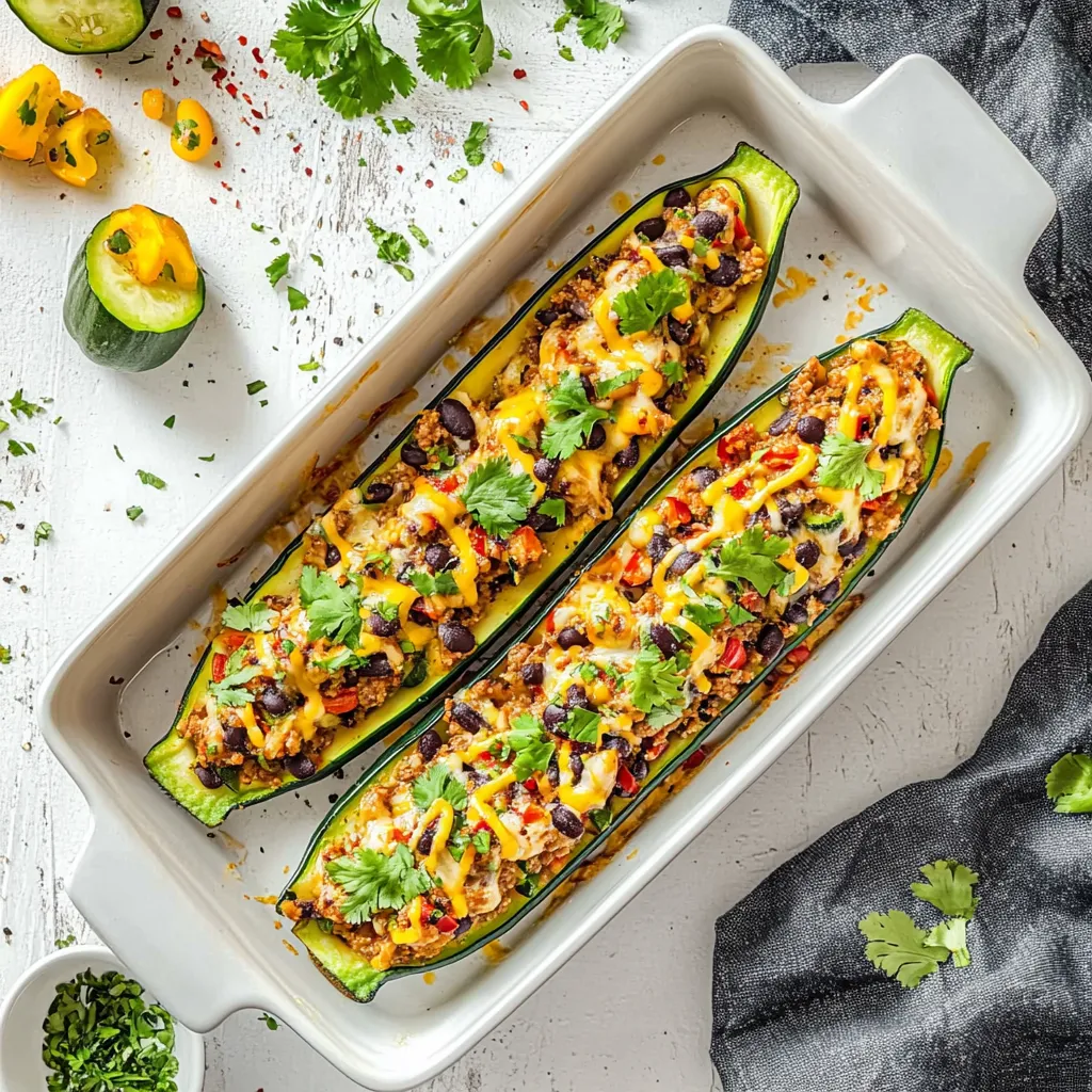 Enchilada Stuffed Zucchini Boats