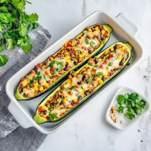 Enchilada Stuffed Zucchini Boats