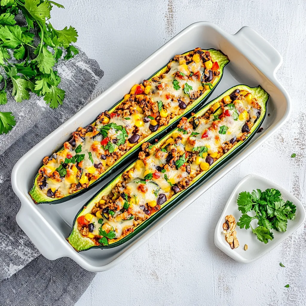 Enchilada Stuffed Zucchini Boats