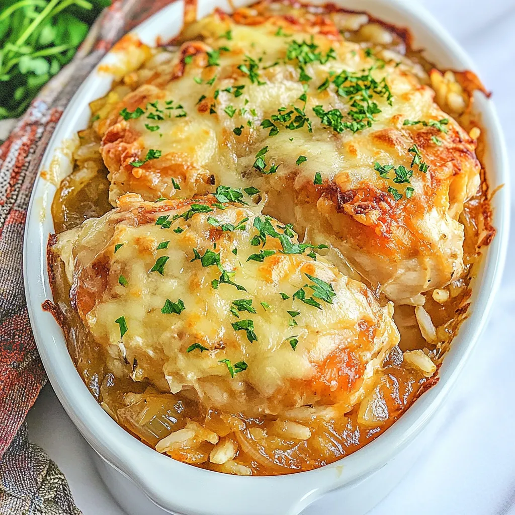French Onion Chicken Rice Bake
