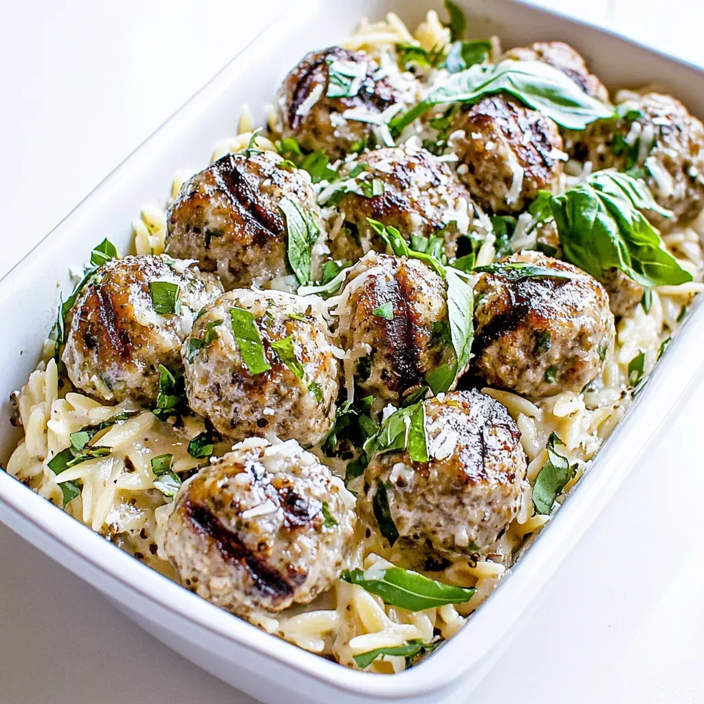 Garlic Parmesan Meatballs and Orzo