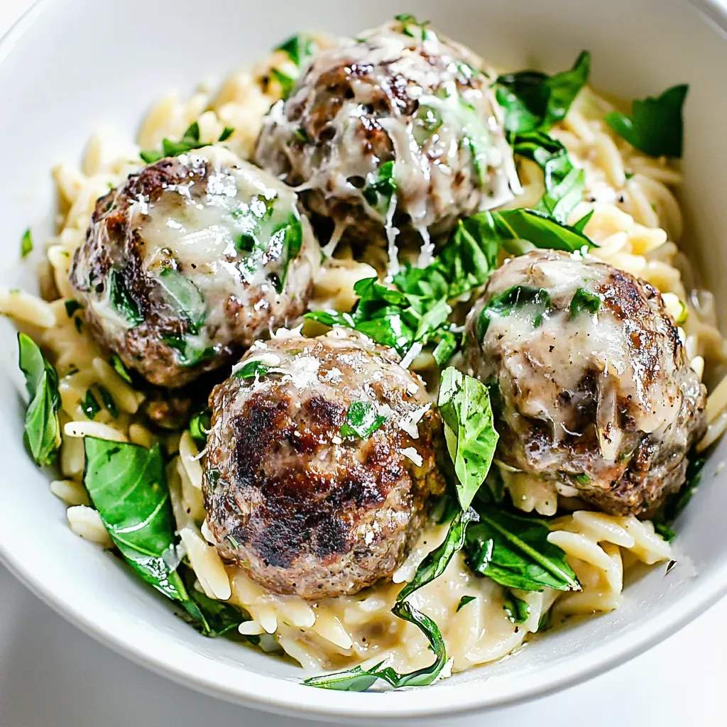 Garlic Parmesan Meatballs and Orzo