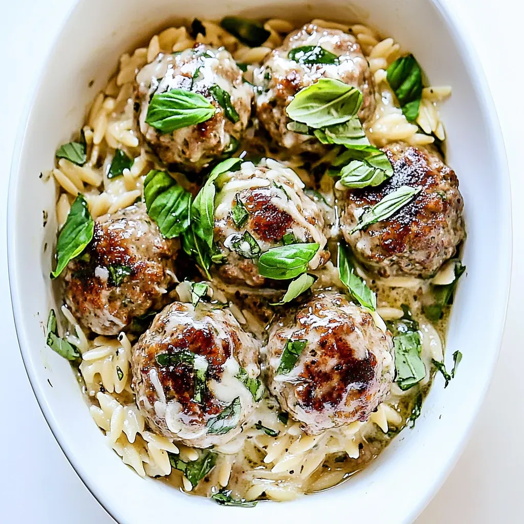 Garlic Parmesan Meatballs and Orzo