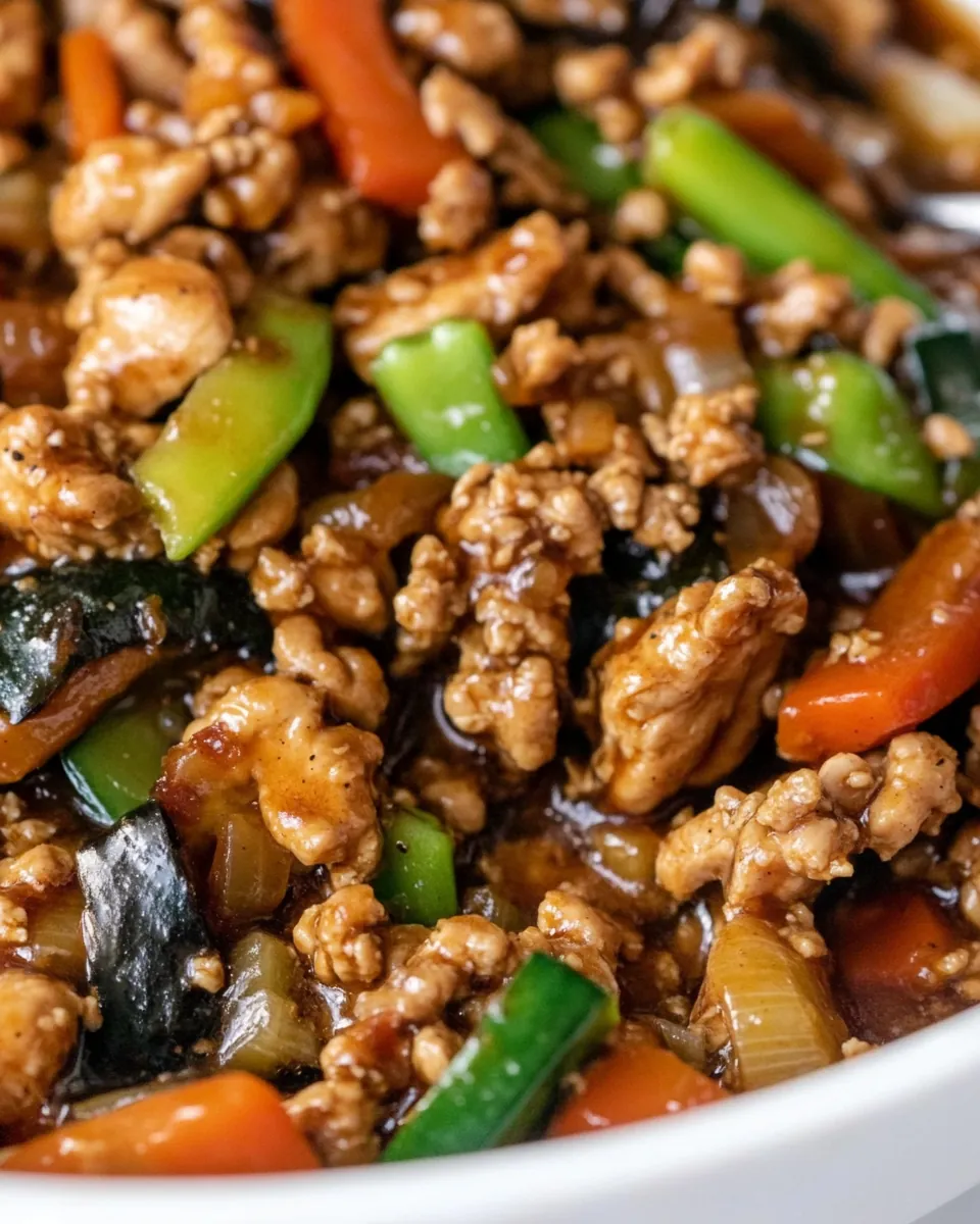 Ginger Sesame Ground Chicken Stir Fry