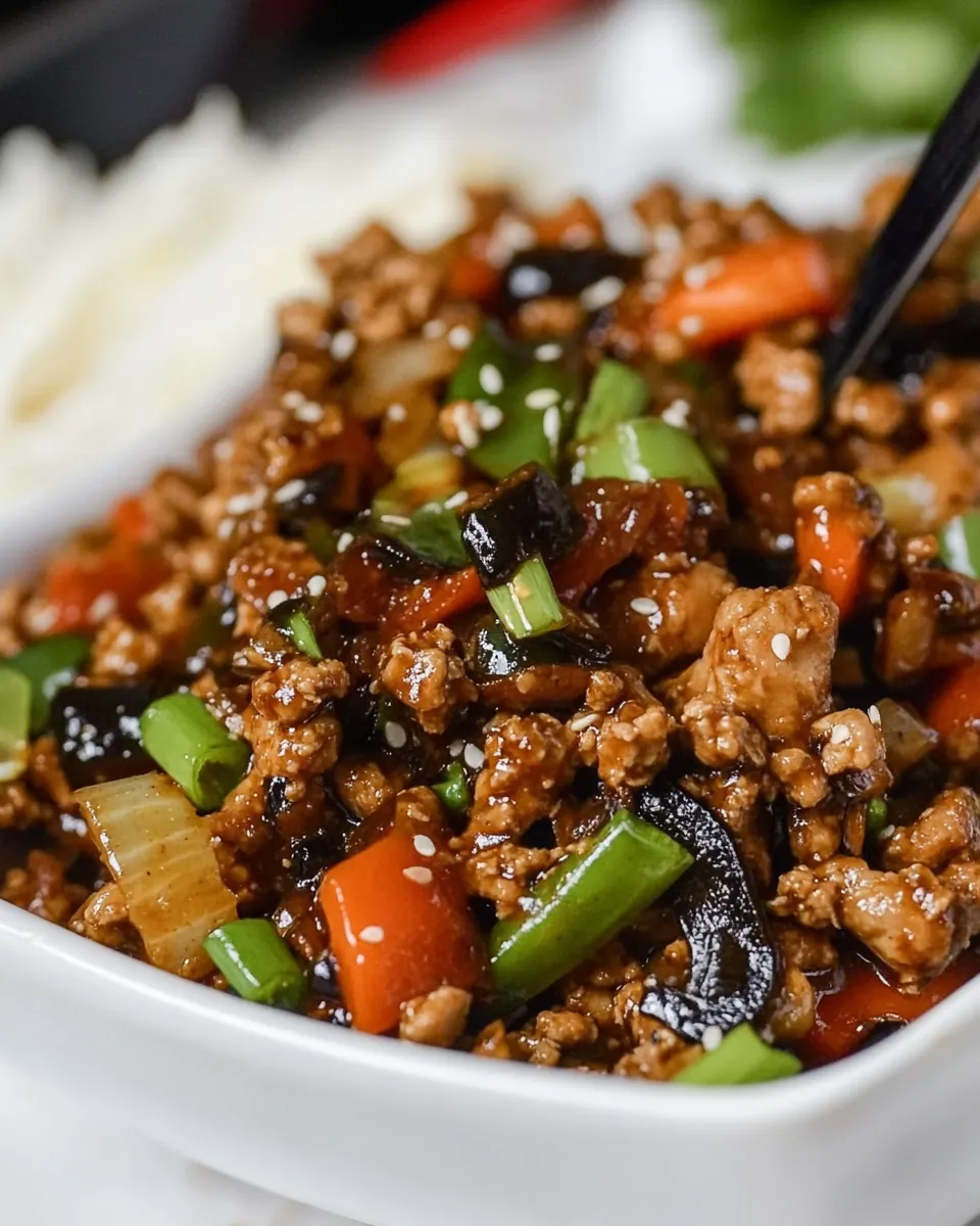 Ginger Sesame Ground Chicken Stir Fry