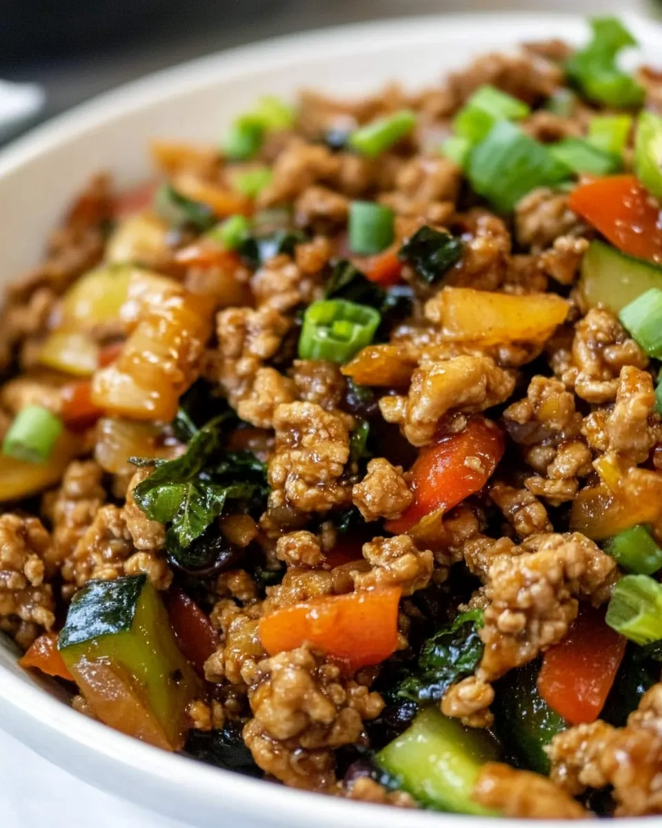 Ginger Sesame Ground Chicken Stir Fry