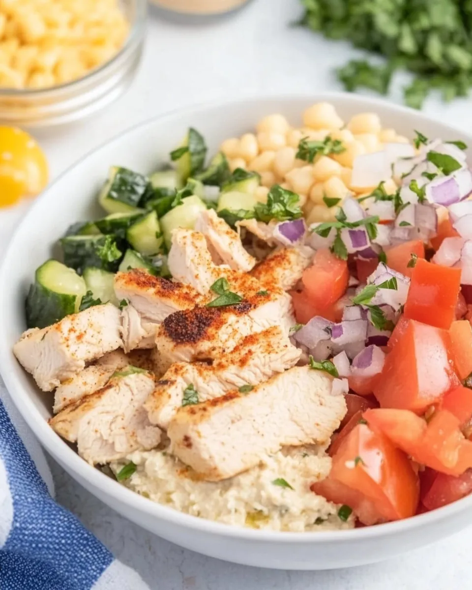 Greek Chicken Bowls with Hummus