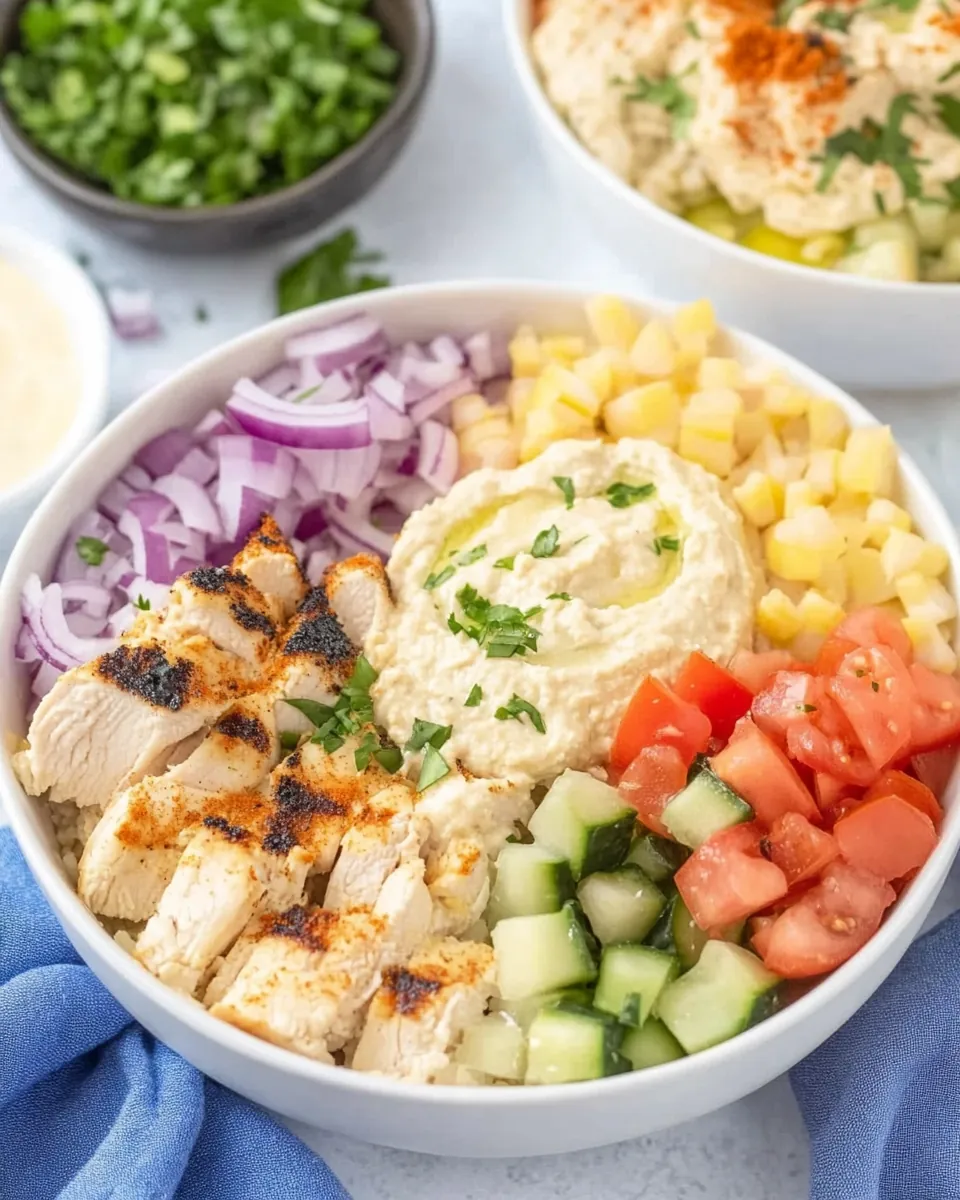 Greek Chicken Bowls with Hummus