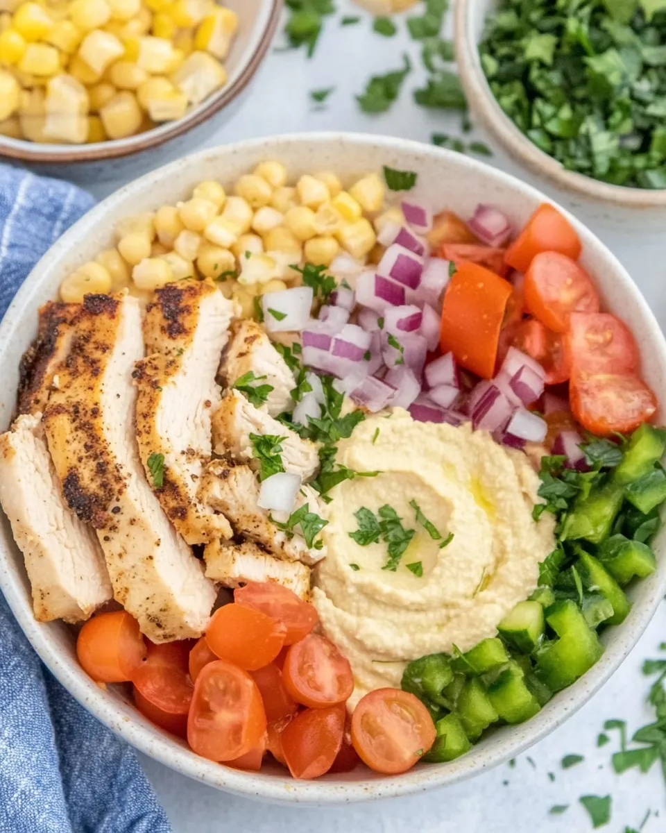 Greek Chicken Bowls with Hummus