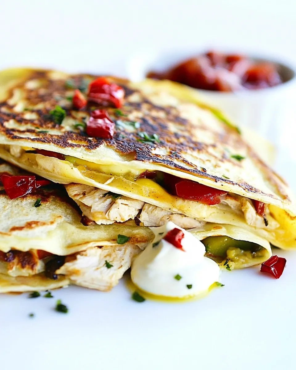 Grilled Chicken and Roasted Red Peppers Crepe Quesadilla