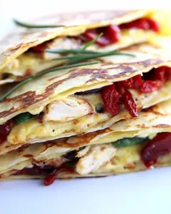 Grilled Chicken and Roasted Red Peppers Crepe Quesadilla