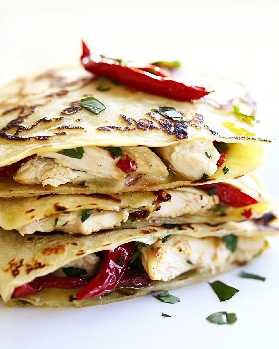 Grilled Chicken and Roasted Red Peppers Crepe Quesadilla