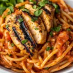 Grilled Chicken with Red Pepper Pasta