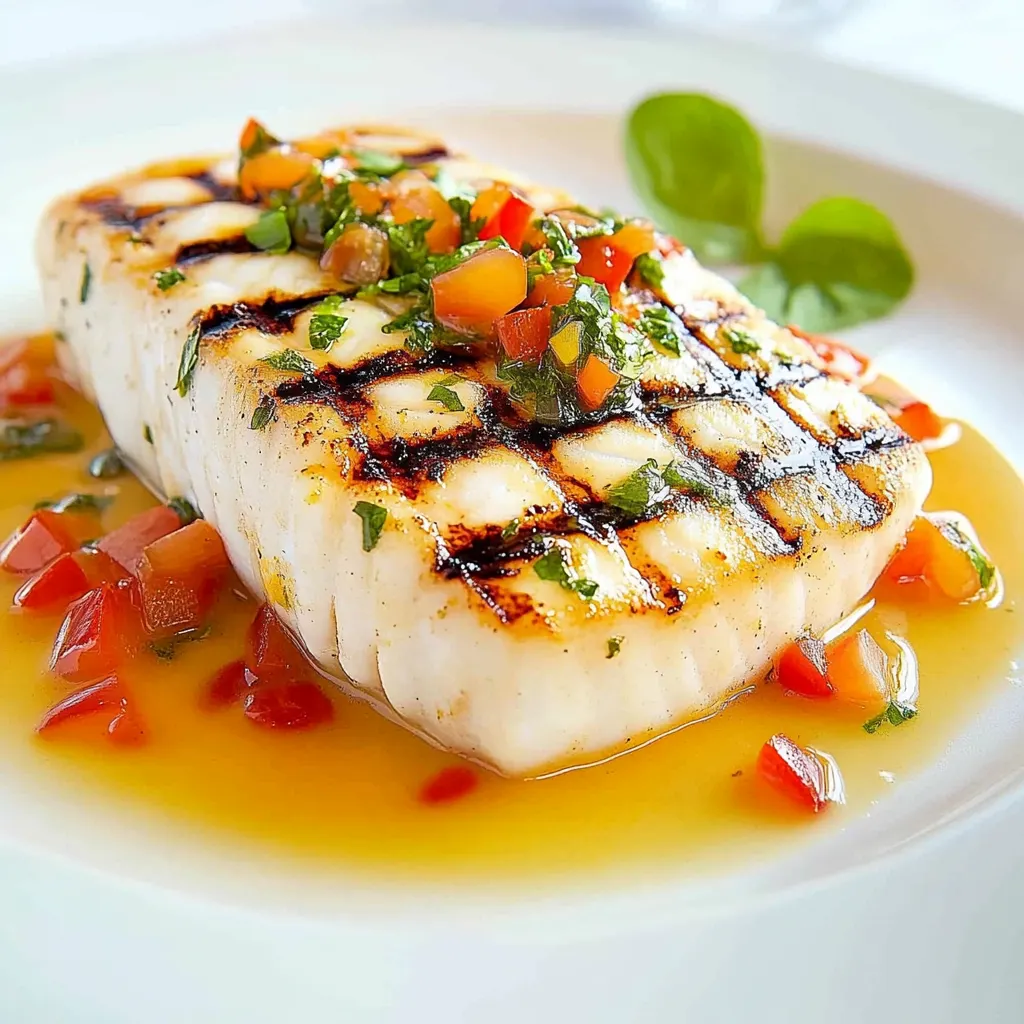 Grilled Halibut with Curry Sauce