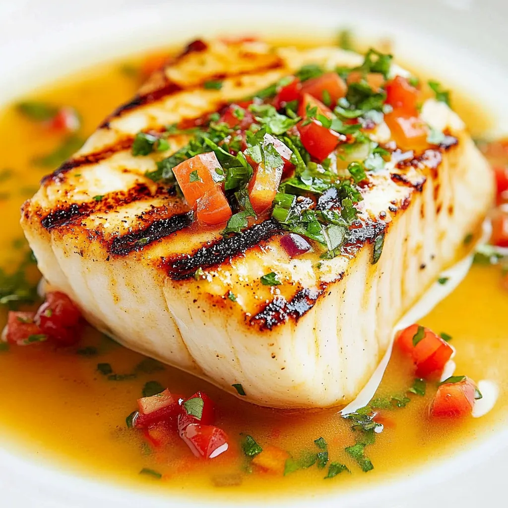 Grilled Halibut with Curry Sauce