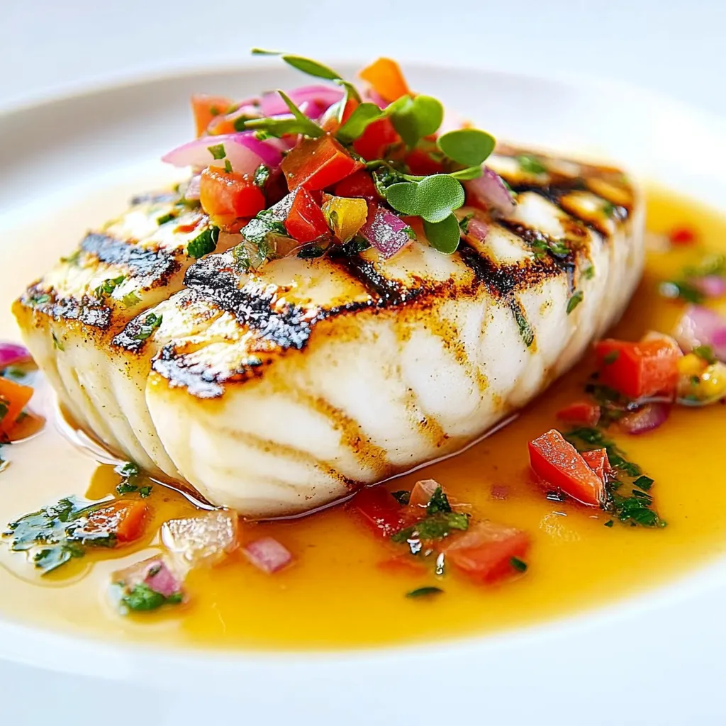 Grilled Halibut with Curry Sauce