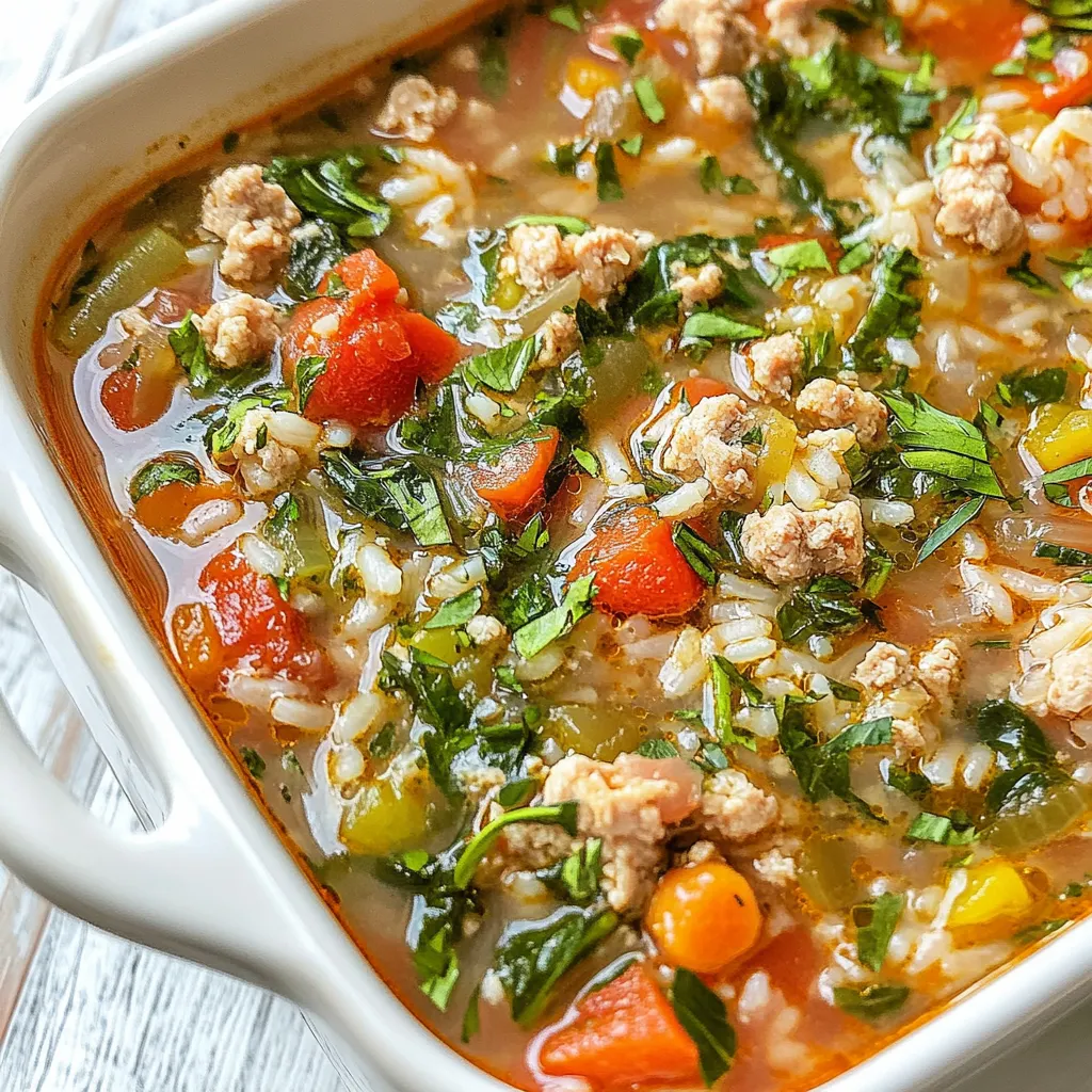 Ground Turkey Vegetable Soup with Rice
