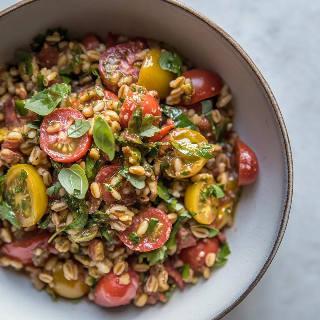 Harissa Tomato Salad with Farro