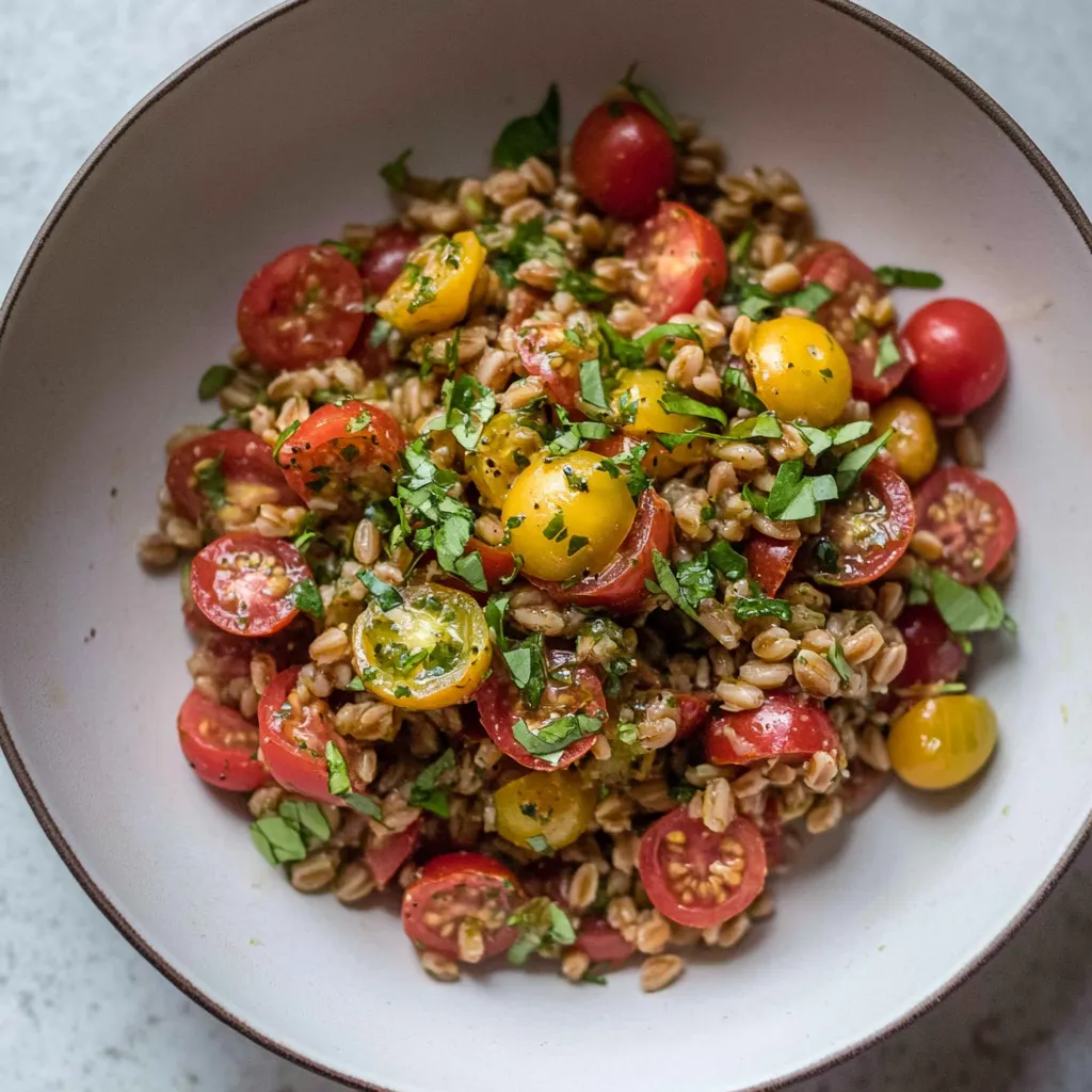 Harissa Tomato Salad with Farro