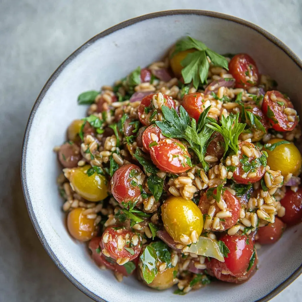 Harissa Tomato Salad with Farro