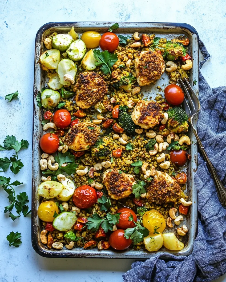 Healthy Cashew Chicken Sheet Pan Dinner