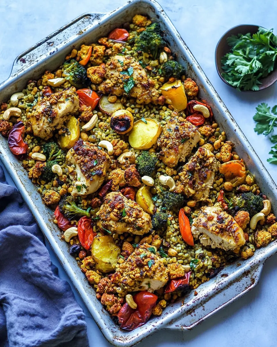 Healthy Cashew Chicken Sheet Pan Dinner