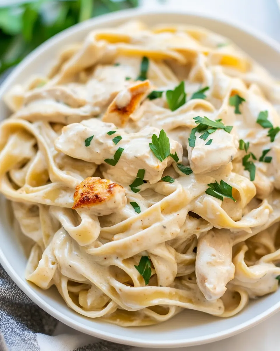 Healthy Chicken Fettuccine Alfredo