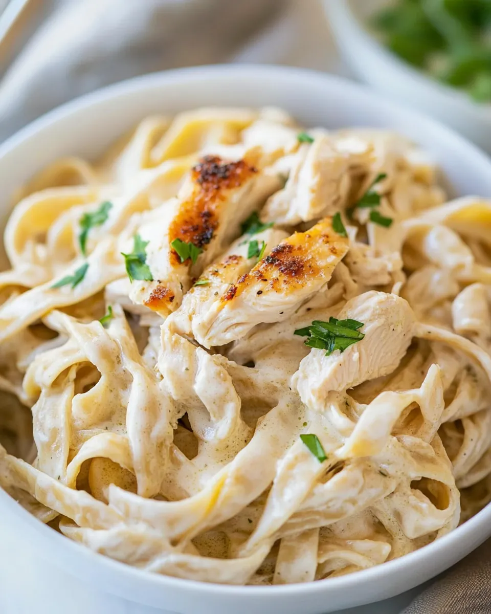 Healthy Chicken Fettuccine Alfredo
