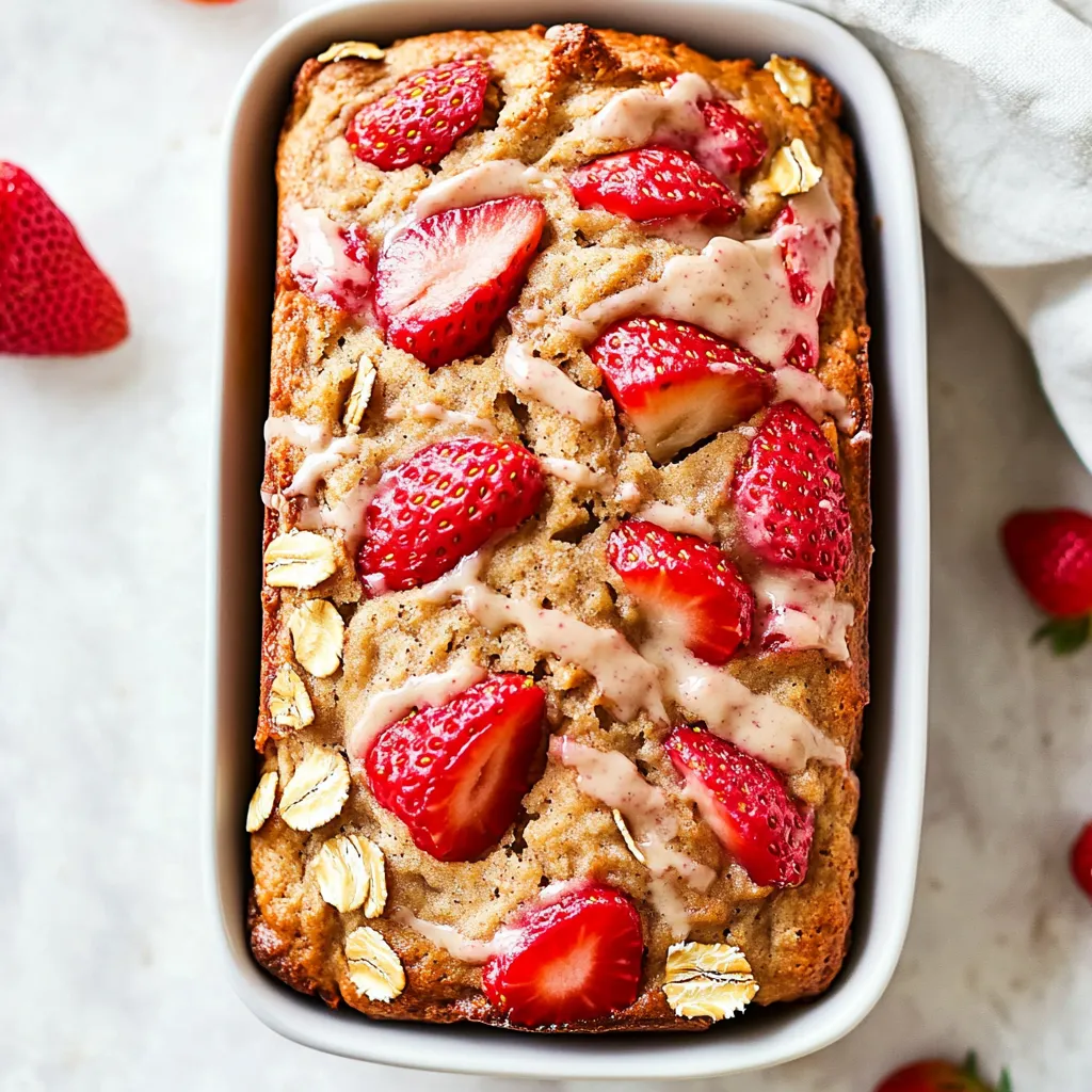Healthy Oatmeal Strawberry Banana Bread