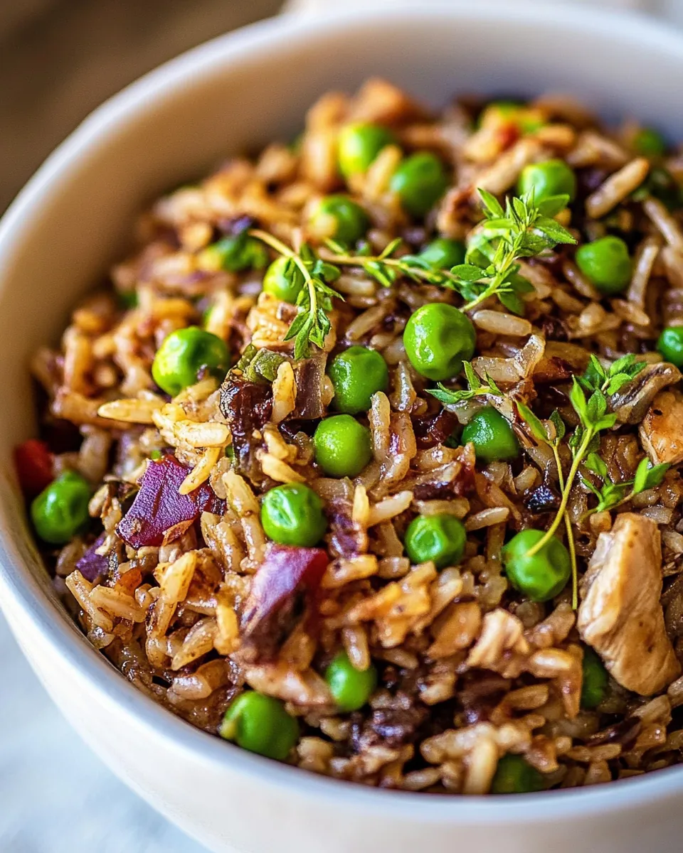 Healthy Sautéed Rice with Peas and Chicken