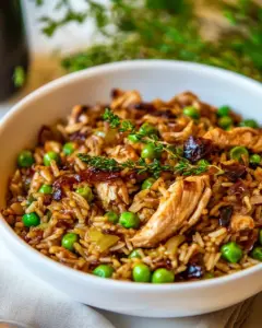 Healthy Sautéed Rice with Peas and Chicken