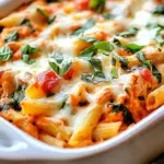 Healthy Three Cheese Chicken Penne Pasta Bake