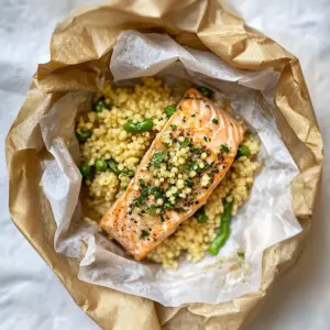 Herb Butter Salmon Couscous Parchment Packets
