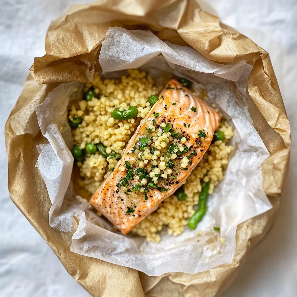 Herb Butter Salmon Couscous Parchment Packets