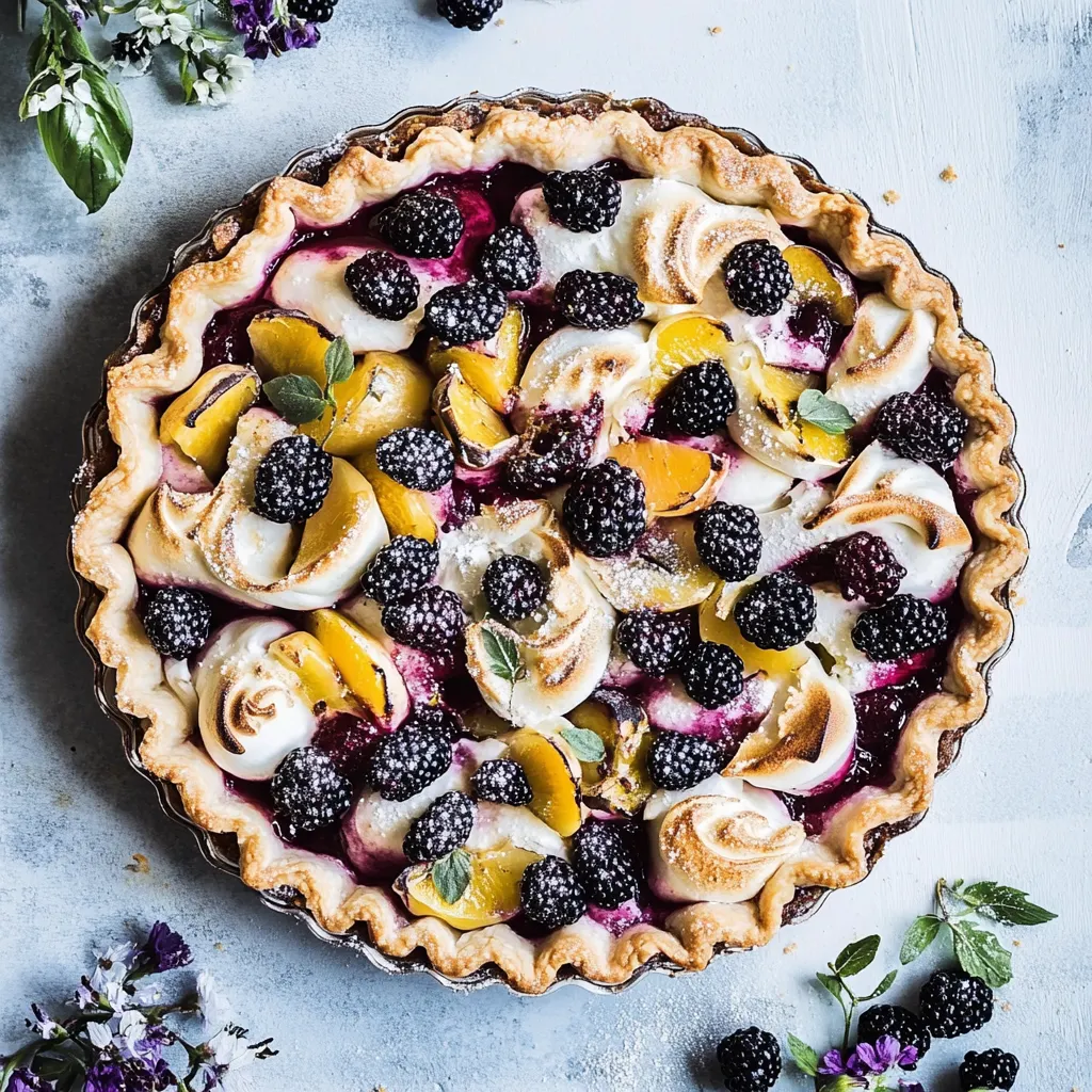 Honey Butter Stone Fruit and Blackberry Meringue Tart