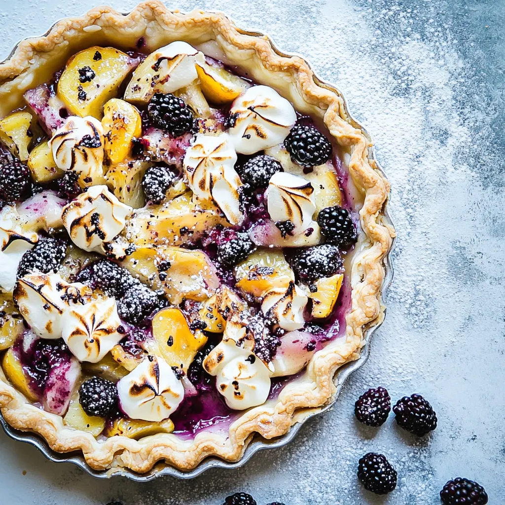 Honey Butter Stone Fruit and Blackberry Meringue Tart